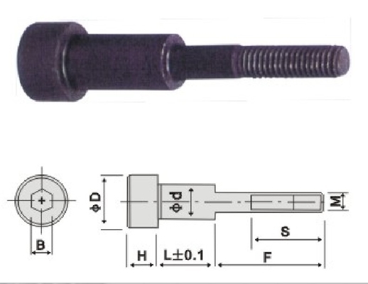 M48 สกรูไหล่สแตนเลส SCM435 HRC 30 สลักเกลียวไหล่หกเหลี่ยม