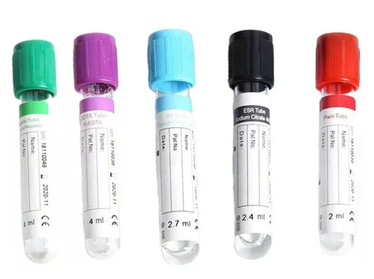 หลอดเก็บเลือดสูญญากาศ PET ทางการแพทย์แบบใช้แล้วทิ้งหลายหลอด 13 * 75 มม. 16 * 100 มม